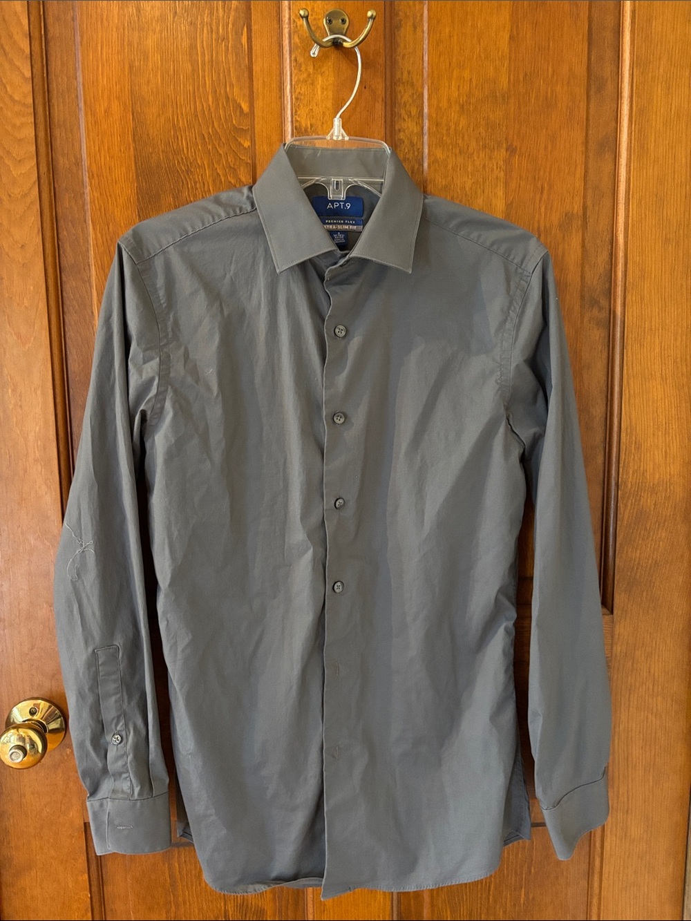 Apt. 9 Men's Dress Shirt in Charcoal Gray, S, 14-14.5 neck